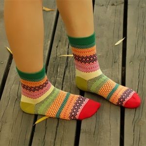 BNWT Vintage Style Stripe Cotton Crew Socks - 5 pr